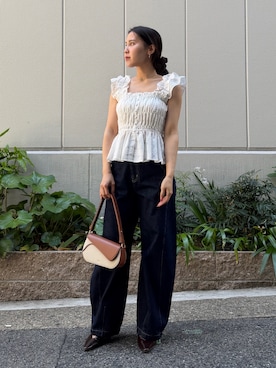 「JW PEI（ジェイダブリューペイ）のアイテム」を使った、NANAMI NAKAMURAさん（レディース・160cm）の春コーディネート