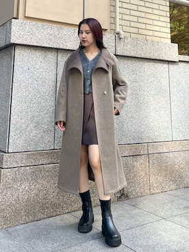 「アイテム（チェスターコート）」を使った、NANAMI NAKAMURAさん（レディース・160cm）の秋コーディネート