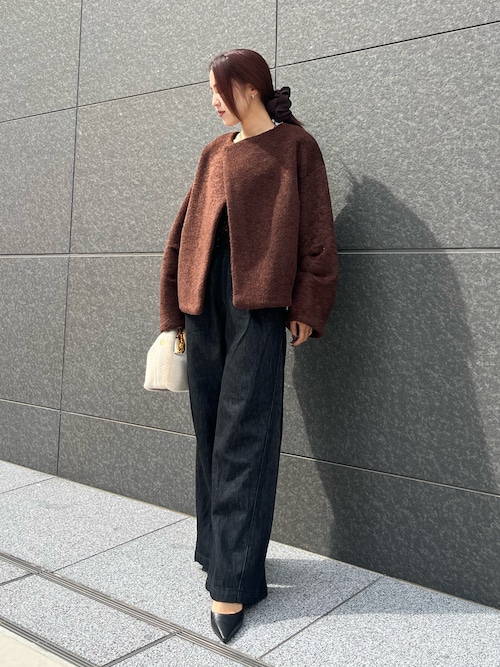2WAYシアーベロアホックデザイントップス（Tシャツ/カットソー