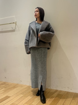 「グレーコーデ」｜「アイテム（ブルゾン）」を使った、NANAMI NAKAMURAさん（レディース・159cm）の冬コーディネート