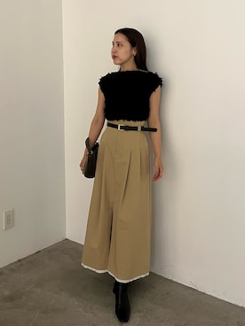 「アイテム（スカート、ベージュ系）」を使った、NANAMI NAKAMURAさん（レディース・160cm）の冬コーディネート