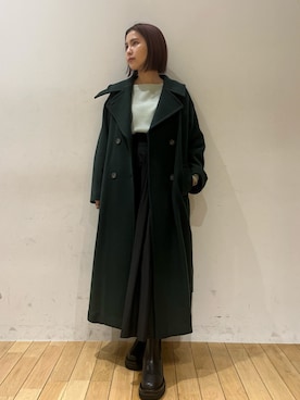 「ママファッション」｜「アイテム（ステンカラーコート）」を使った、NANAMI NAKAMURAさん（レディース・159cm）の冬コーディネート