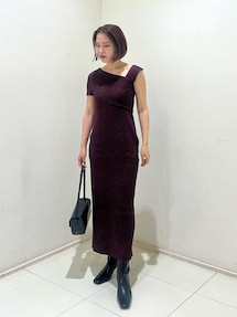 アシンメトリーラメブレンドニットワンピース｜ラグナムーン