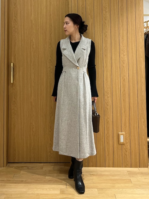 ツイードメタルボタンテーラードジャンパースカート（ワンピース