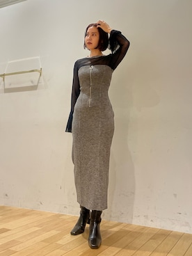 2wayニットロングワンピース 2WAYニットZIPワンピースを使った人気ファッション