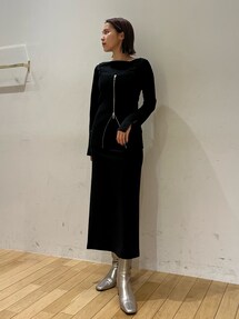 フロントZIPニットビスチェセットワンピース｜ラグナムーン