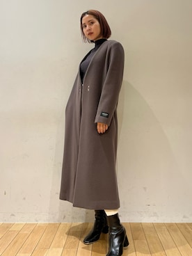 「LAGUNAMOON（ラグナムーン）のアイテム（ノーカラーコート）」を使った、NANAMI NAKAMURAさん（レディース・159cm）の冬コーディネート