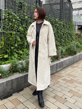 「ママファッション」｜「アイテム（ステンカラーコート）」を使った、NANAMI NAKAMURAさん（レディース・159cm）の秋コーディネート