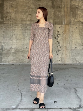 「ラメニット」｜「アイテム（ワンピース/ドレス）」を使った、NANAMI NAKAMURAさん（レディース・159cm）の春コーディネート