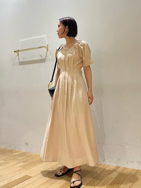 「LAGUNAMOON（ラグナムーン）のフロントZIPウエストタックワンピース（ワンピース）」を使った、NANAMI NAKAMURAさん（レディース・159cm）の夏コーディネート