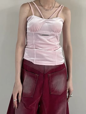 「アイテム（デニムパンツ、レッド系）」を使った、PRANK PROJECTさん（レディース・154cm）の夏コーディネート