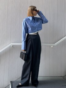ブラウス シャツ マルチファブリックボディースーツ / Multi Fabric Bodysuit レディース AMBIDEX Store ○ORGANIC コットン/リネン puff ribbon ブラウス