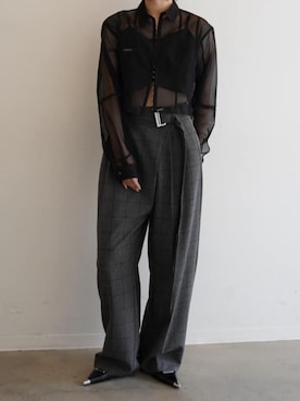 ブラウス シャツ ビスチェレイヤードメッシュシャツ / Bustier Layered Mesh Shirt レディース ビスチェレイヤードメッシュシャツ / Bustier Layered Mesh