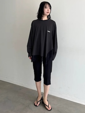 「PRANK PROJECT（プランクプロジェクト）の【Pre-Order】アシメヘムレーストップ / Asymmetrical Hem Lace Top（その他トップス、グレー系）」を使った、PRANK PROJECTさん（レディース・170cm）の春コーディネート