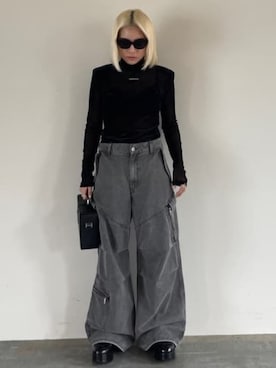 「タートルネック」｜「アイテム（カーゴパンツ）」を使った、PRANK PROJECTさん（レディース・154cm）の秋コーディネート