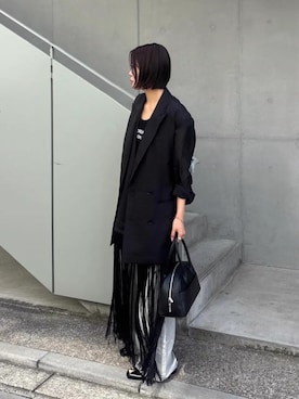 「PRANK PROJECT（プランクプロジェクト）のフリンジワンピース / Fringe One-Piece（ワンピース、ブラック系）」を使った、PRANK PROJECTさん（レディース・170cm）の春コーディネート