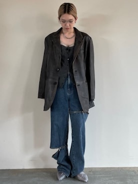 「レザージャケット」｜PRANK PROJECTさん（レディース・156cm）の夏コーディネート
