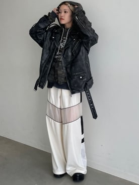「PRANK PROJECT（プランクプロジェクト）のアイテム（ライダースジャケット）」を使った、PRANK PROJECTさん（レディース・156cm）の秋コーディネート