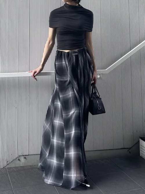ドレープシアーチェックスカート / Draped Sheer Check Skirt