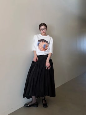 「PRANK PROJECT（プランクプロジェクト）の【2026Summer Pre-Order】Keep Calm and Stay プリントTシャツ / Art Graphic Oversized T-shirt（Tシャツ/カットソー、ホワイト系）」を使った、PRANK PROJECTさん（レディース・170cm）の春コーディネート