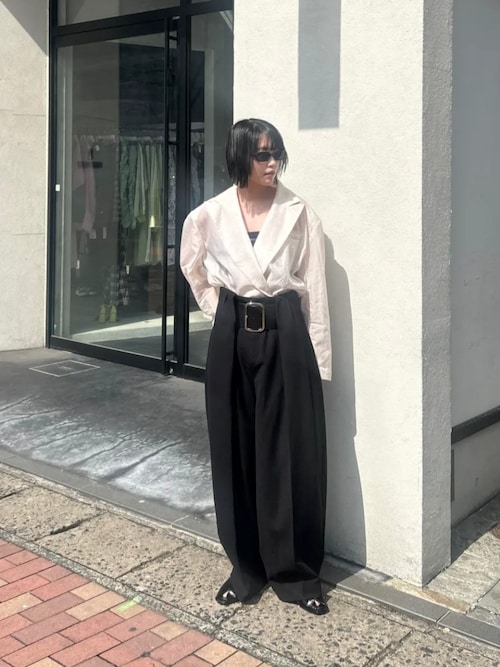 Pre-Order】ハイウエストベルトタックパンツ / High-Waist Belted Tuck