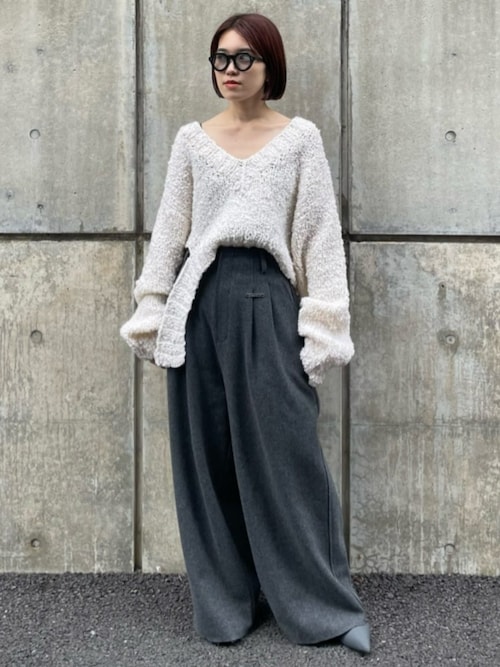 セール】Vネックスラブショートニット / V-neck Slab Short Knit