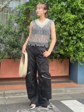 ニット セーター シアーチルデンニットベスト / Sheer Tilden Knit Vest レディース シアーチルデンニットベスト / Sheer Tilden Knit Vestを使った