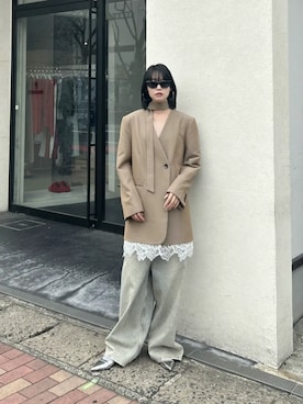 「アイテム（ノーカラージャケット）」を使った、PRANK PROJECTさん（レディース・166cm）の秋コーディネート