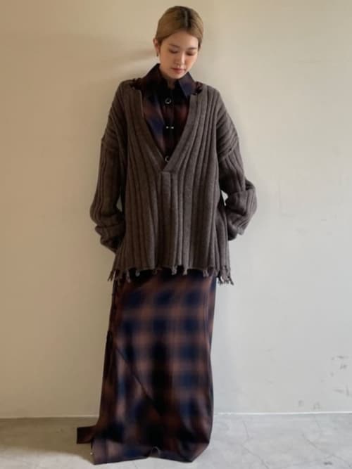 マルチチェックボディピアスシャツ / Multi Check Body Pierce