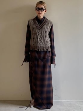 ニット セーター シアーチルデンニットベスト / Sheer Tilden Knit Vest レディース シアーチルデンニットベスト / Sheer Tilden Knit Vestを使った