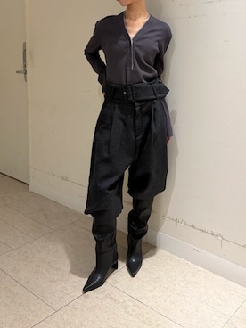 「PRANK PROJECT（プランクプロジェクト）の【2026Autumn Pre-Order】ワイドロングブーツ / Wide Long Boots（ブーツ、ブラック系）」を使った、PRANK PROJECTさん（レディース・158cm）の秋コーディネート