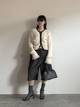 「PRANK PROJECT（プランクプロジェクト）のソフトボストン / Soft Boston（ボストンバッグ、ブラック系）」を使った、PRANK PROJECTさん（レディース・170cm）の春コーディネート