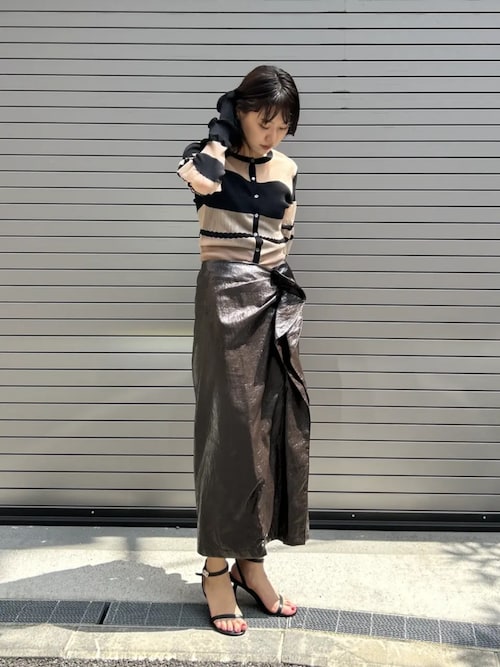 コントラストボーダーニットトップ / Contrast Border Knit Top