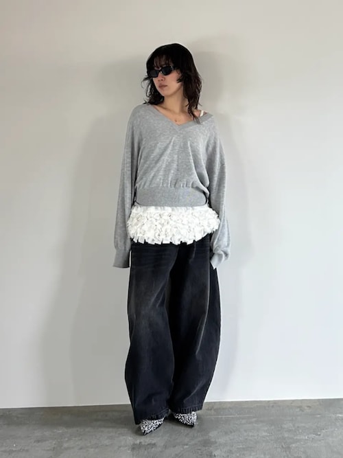 テープリボンキャミレイヤードニット / Tape Ribbon Camisole Layer