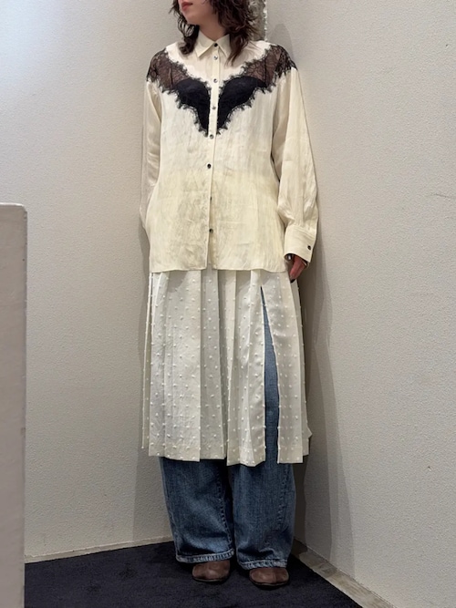 Pre-Order】レースコンビシャツ / Lace Combination Dress（シャツ