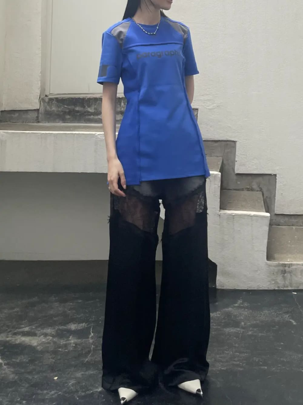 デニムレースブロッキングパンツ / Denim Lace Blocking Pantsを