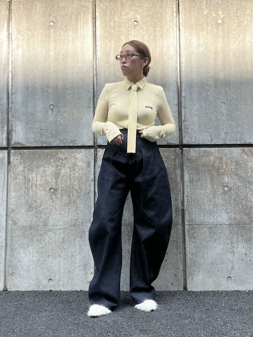 ハイウエストカーブデニム Pre-Order】ハイウエストカーブデニム / High-waisted Curved