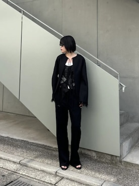 「PRANK PROJECT（プランクプロジェクト）の【2026Spring Pre-Order】クリアコンビミュール / Clear Combination Mules（その他シューズ、ブラック系）」を使った、PRANK PROJECTさん（レディース・170cm）の春コーディネート