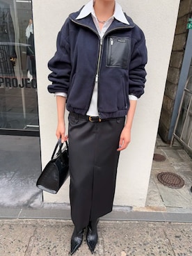 「PRANK PROJECT（プランクプロジェクト）の【2026Autumn Pre-Order】マルチファブリックトートバッグ / Multi-Fabric Tote Bag（トートバッグ、ブラック系）」を使った、PRANK PROJECTさん（レディース・158cm）の秋コーディネート