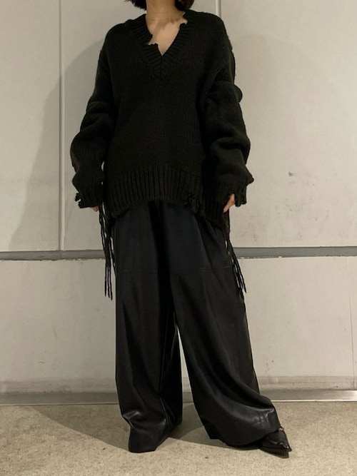 フェイクレザーボリュームワイドパンツ / Synthetic Leather