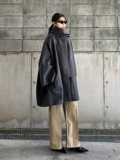 セール】マフラー付きポンチョコート / Poncho Coat with Scarf
