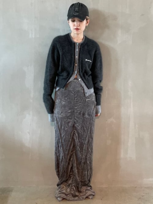 オープンファスナーベロアスカート / Open Fastener Velvet Skirt