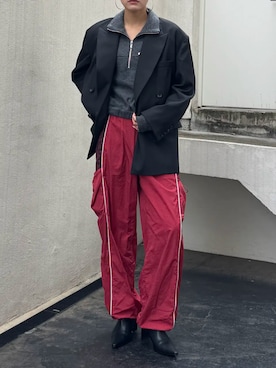 「PRANK PROJECT（プランクプロジェクト）の【2026Autumn Pre-Order】ボクシーダブルジャケット / Boxy Double Jacket（テーラードジャケット、ブラック系）」を使った、PRANK PROJECTさん（レディース・158cm）の秋コーディネート