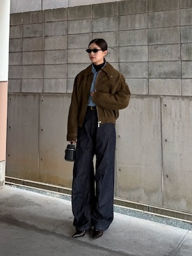 「PRANK PROJECT（プランクプロジェクト）の【2026Autumn Pre-Order】タックポケットハイネックスエードブルゾン / Tuck Pocket High-Neck Suede Blouson（ブルゾン、ブラウン系）」を使った、PRANK PROJECTさん（レディース・158cm）の秋コーディネート
