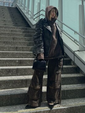 「PRANK PROJECT（プランクプロジェクト）のアイテム（ライダースジャケット）」を使った、PRANK PROJECTさん（レディース・154cm）の秋コーディネート