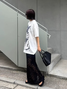 「PRANK PROJECT（プランクプロジェクト）の【2026Summer Pre-Order】ランジェリープリントチュニック / Lingerie Print Tunic（チュニック、ホワイト系）」を使った、PRANK PROJECTさん（レディース・170cm）の春コーディネート