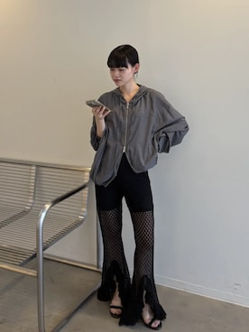 「PRANK PROJECT（プランクプロジェクト）の【2026Spring Pre-Order】クリアコンビミュール / Clear Combination Mules（その他シューズ、ブラック系）」を使った、PRANK PROJECTさん（レディース・170cm）の春コーディネート