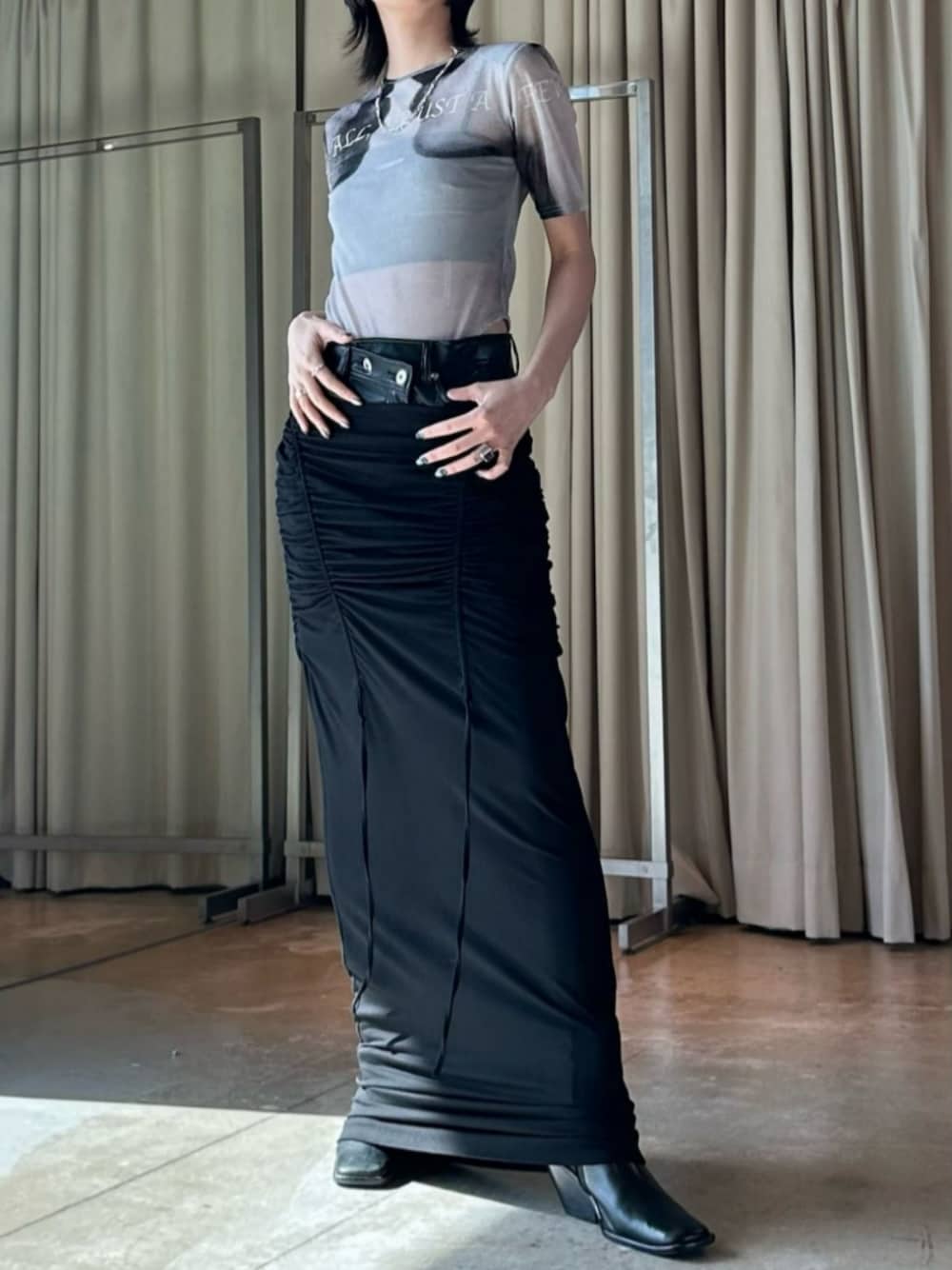 prank projectレイヤードマキシタイトスカート　38 Layered Maxi Shirring Skirt - SALE