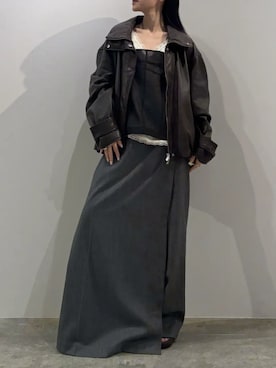 「PRANK PROJECT（プランクプロジェクト）の【2025Autumn Pre-Order】SHEEPレザハイネックーブルゾン / SHEEP Leather High Neck Blouson（その他アウター、ブラウン系）」を使った、PRANK PROJECTさん（レディース・170cm）の春コーディネート