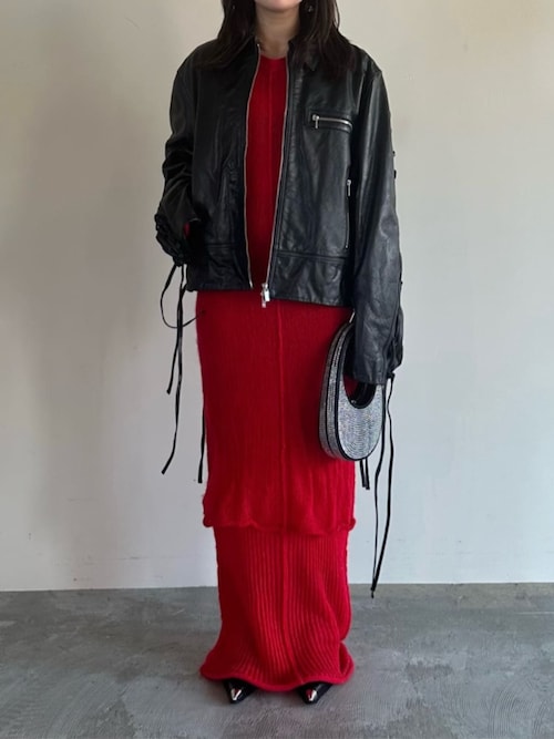 セール】レースアップレザーブルゾン / Lace-Up Leather Blouson